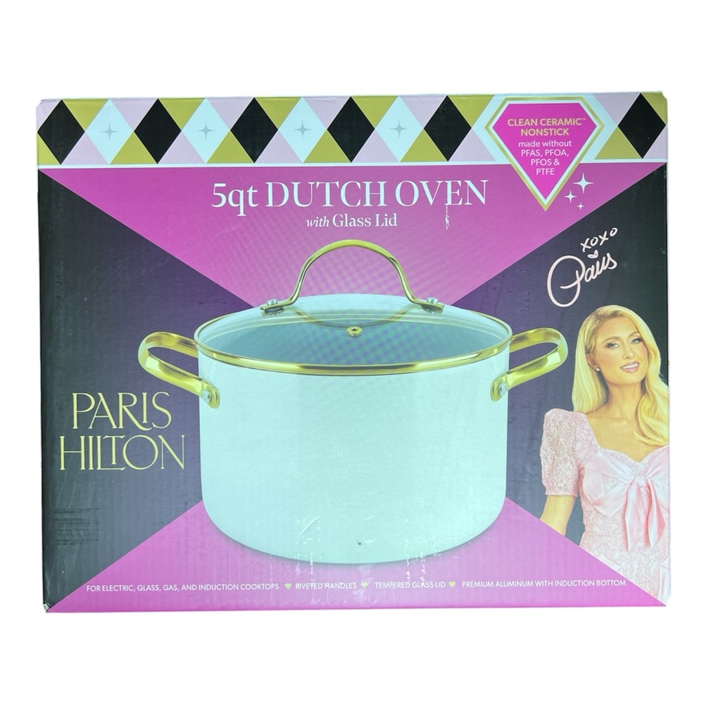 Paris Hilton 5 Qt Dutch Oven w/ Glass Lid